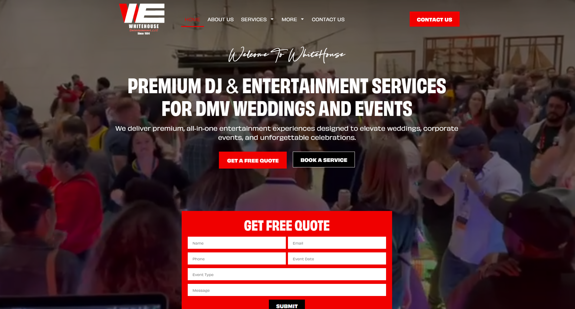 Event venue set up for an evening entertainment booking