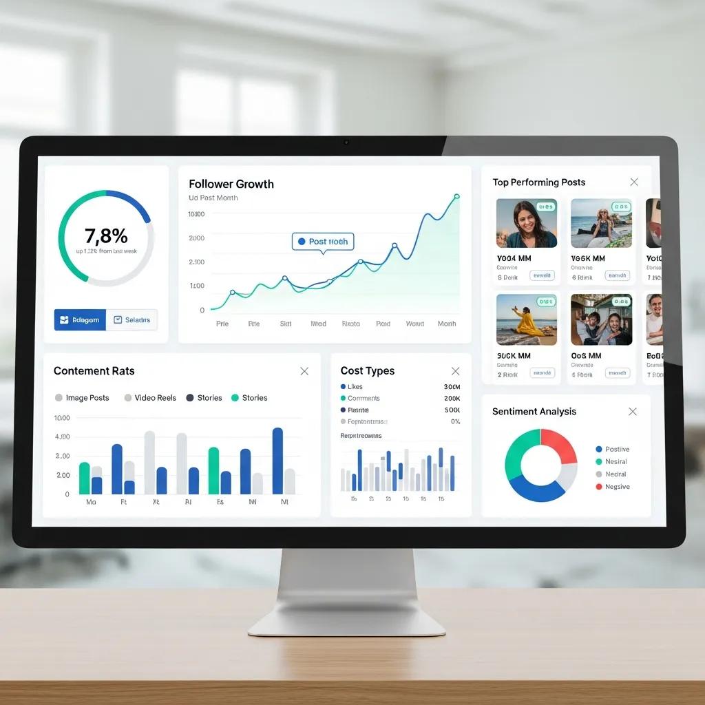 Social media analytics dashboard showing engagement metrics