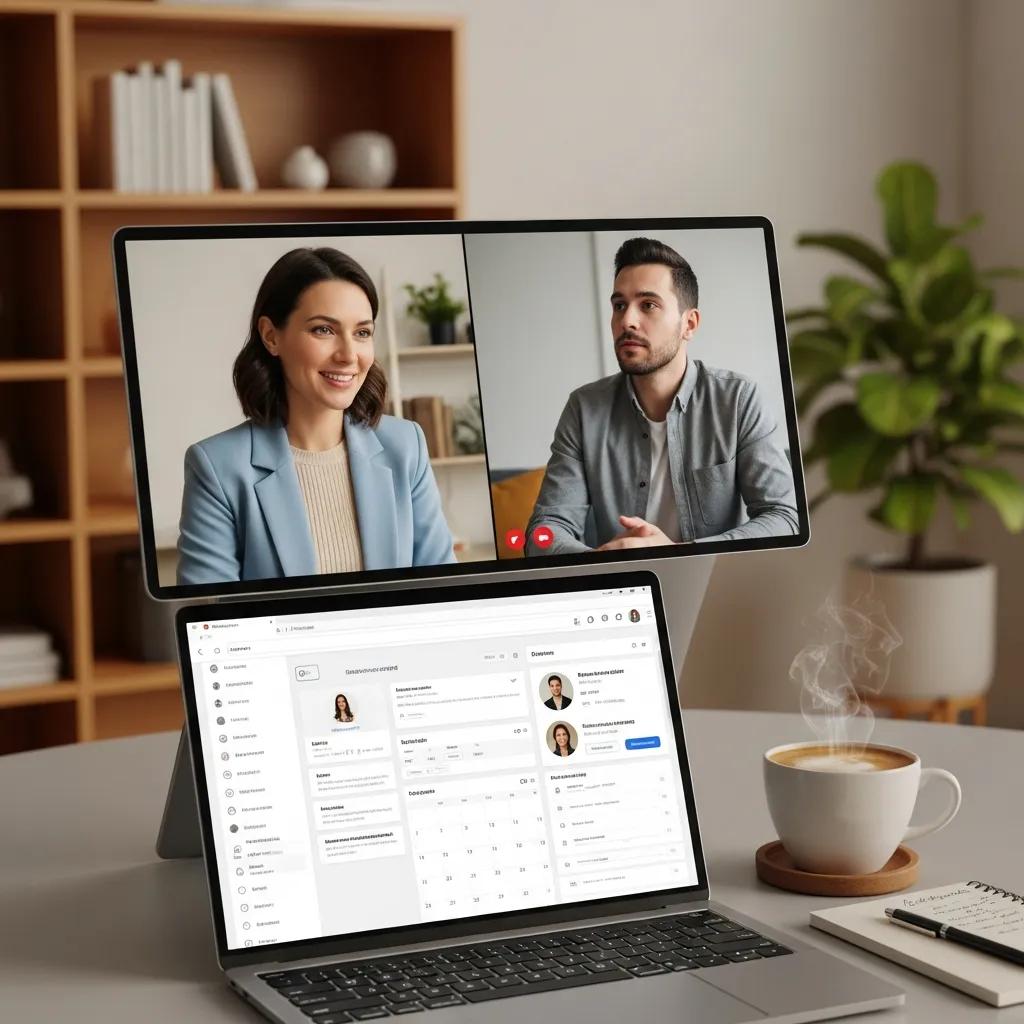 Recruiter engaging with a candidate over video call, showcasing candidate relationship management