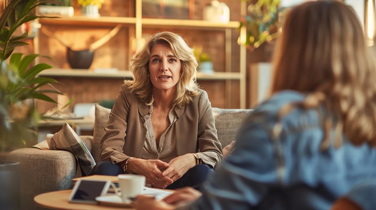 Boutique marketing agency office with a senior strategist consulting a client