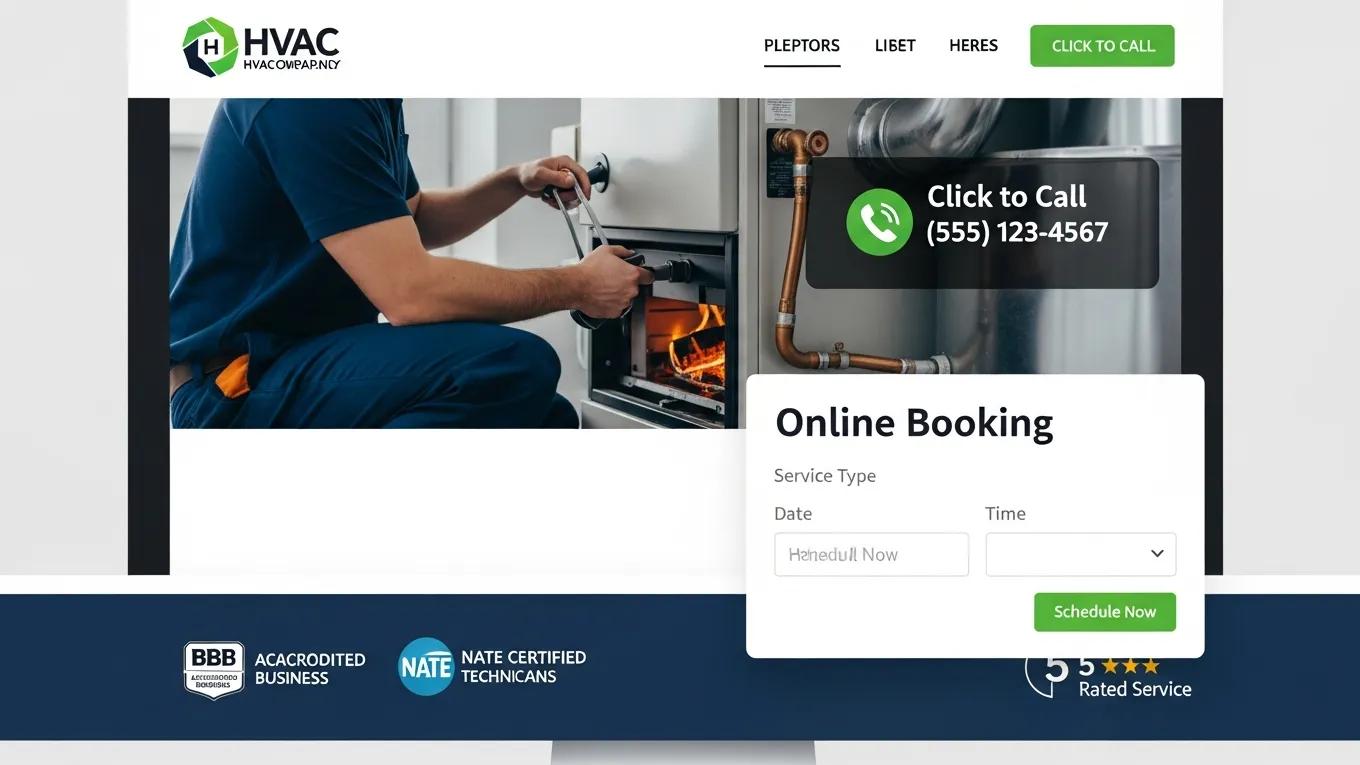 Local SEO strategies for HVAC contractors in Baltimore with a map and optimization icons