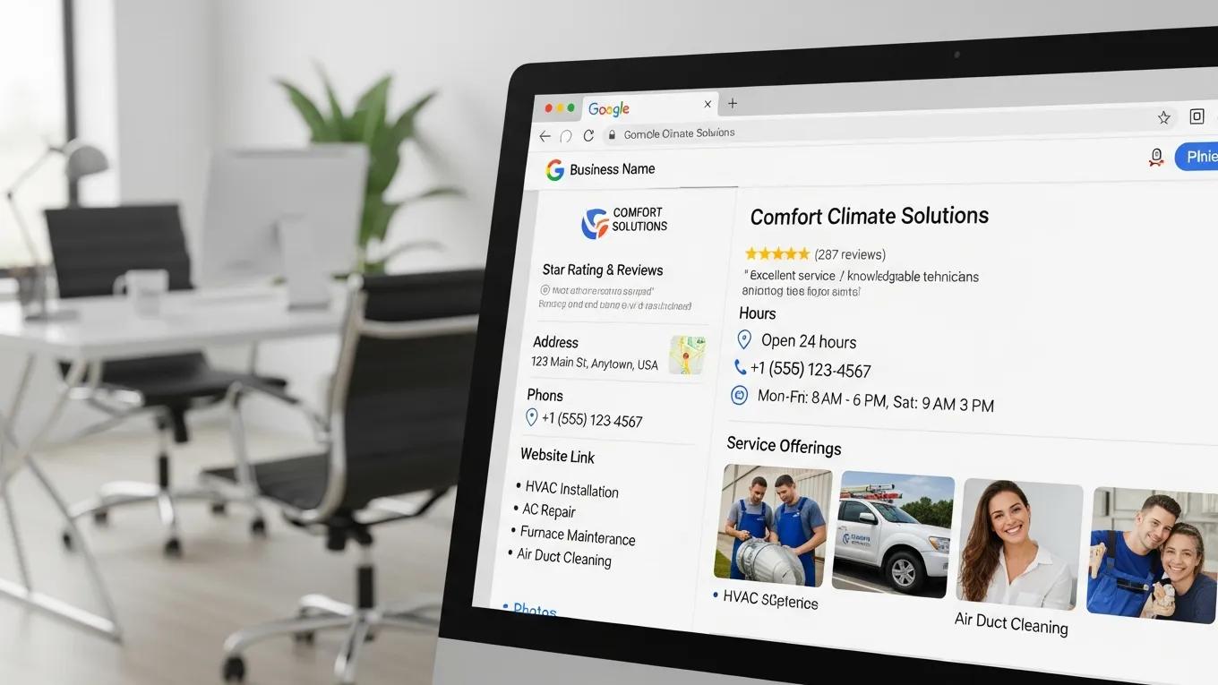 Optimized Google Business Profile for HVAC company showcasing key elements