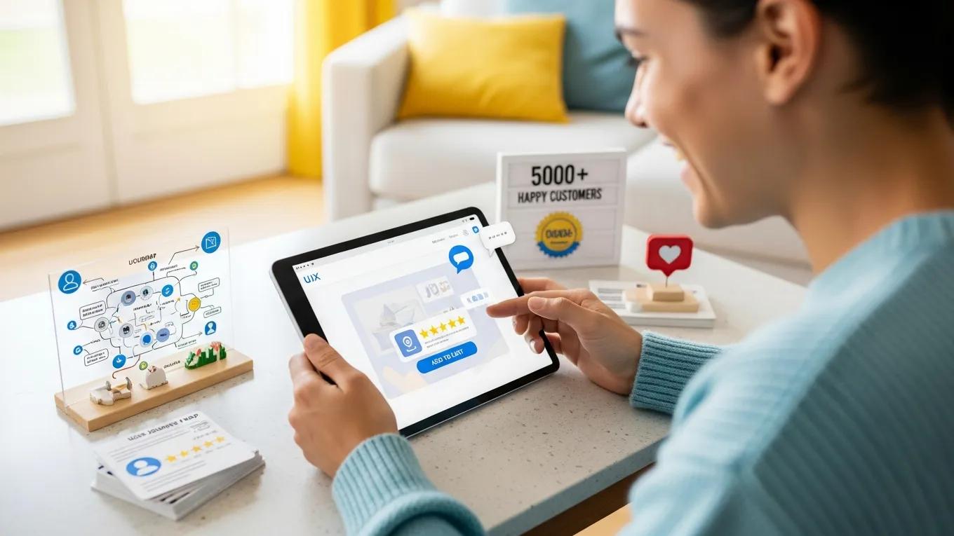 User interacting with a tablet, illustrating effective user experience strategies for websites